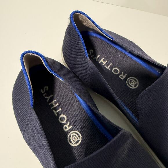 Rothy's Women's The Sneaker Slip On Shoes Loafer Knit Stretch Navy Blue 9 - Picture 3 of 8